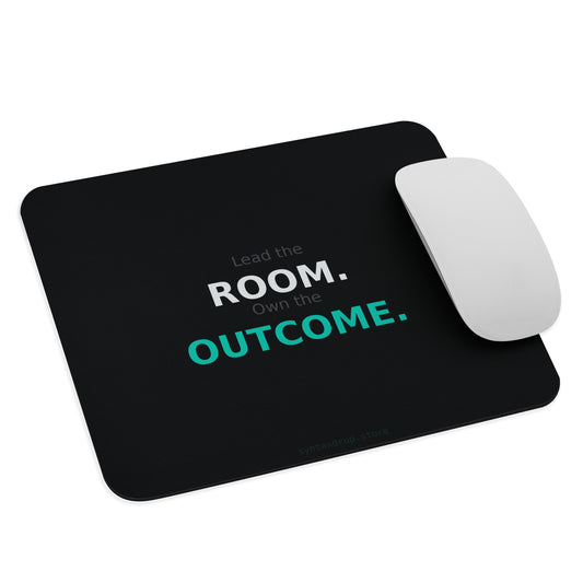 Tech recruiter mouse pad on dark teal background with bold white and cyan stacked typography reading Retention Starts on Day One
